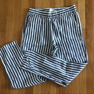 Grey Striped High Waist Straight Leg Linen Pants!